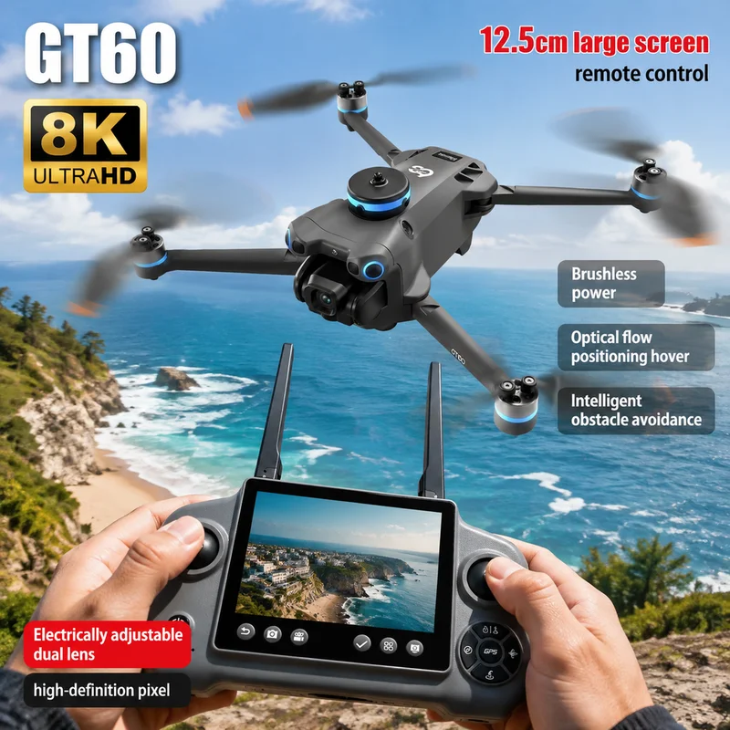 Drone Camera Night Vision - โดรนรุ่นใหม่ GT60 มินิโดรน กล้องคู่ 8K โดรนถ่ายภาพทางอากาศ